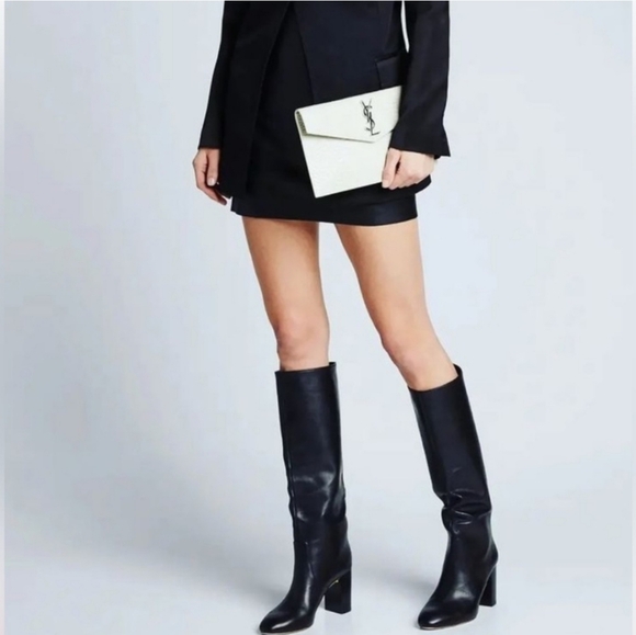 VERY RARE!! YSL SAINT LAURENT Crocodile Embossed Calfskin Uptown Monogram Clutch - Picture 4 of 16